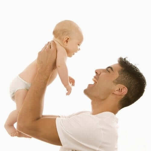 Baby talk, a father and his newborn baby