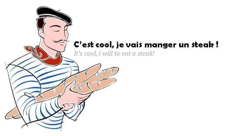 C'est cool, je vais manger un steak ! English words in the French language