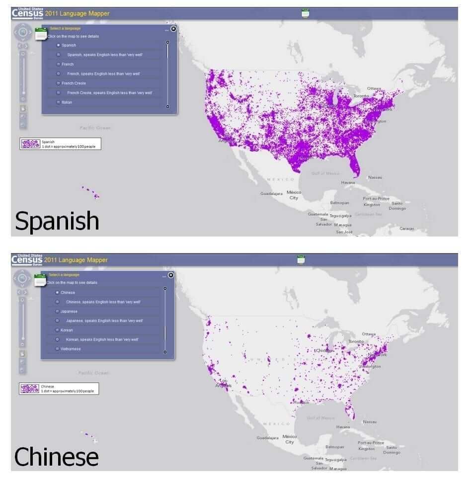 Spanish is number one language spoken in USA, Chinese is second