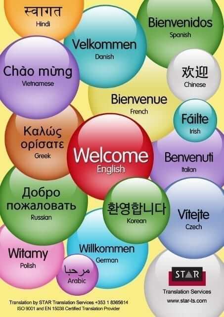 Free Welcome Poster In 16 Different Languages Star