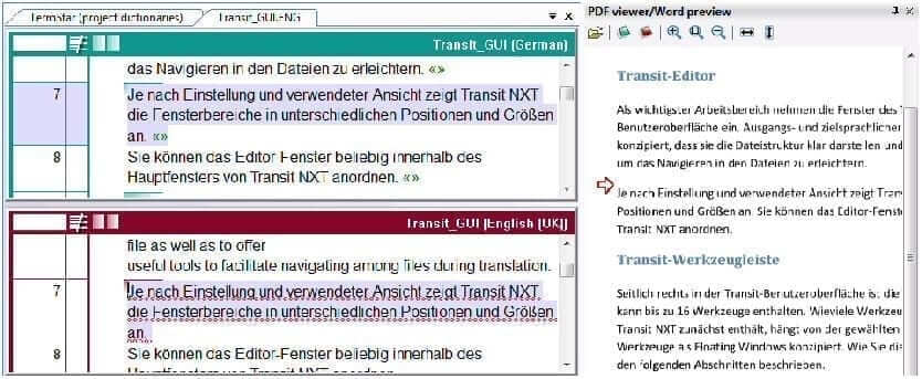 Transit editor and PDF viewer/Word preview floating window