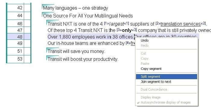 Split segment option