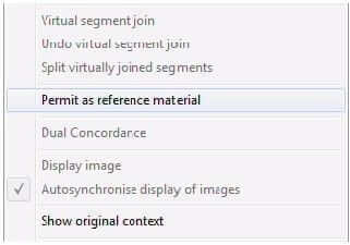 Context menu of the target-language window