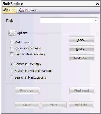 Expanded Find window