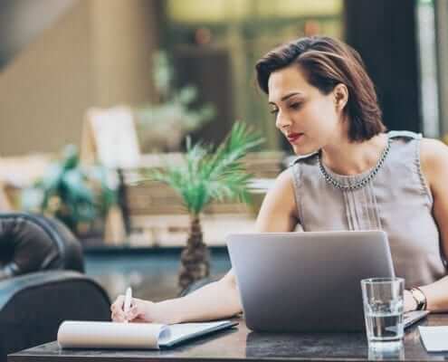 Spanish Translator working at her desk