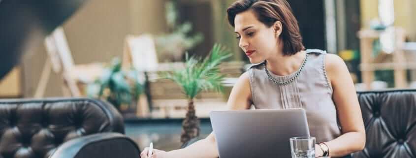 business woman looking at documents