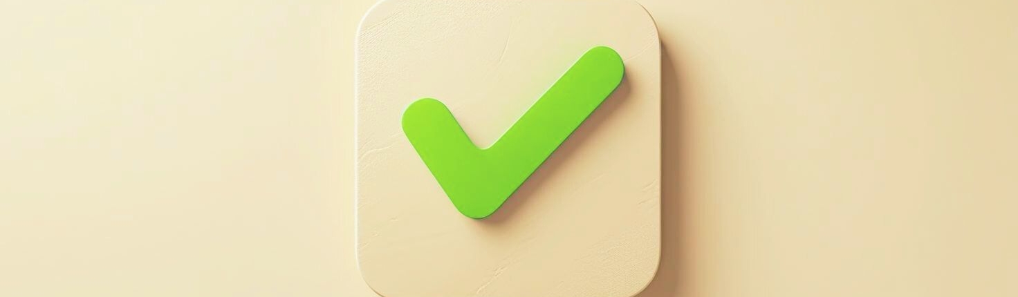 Raised checkbox on a plain background containing a bright green tick