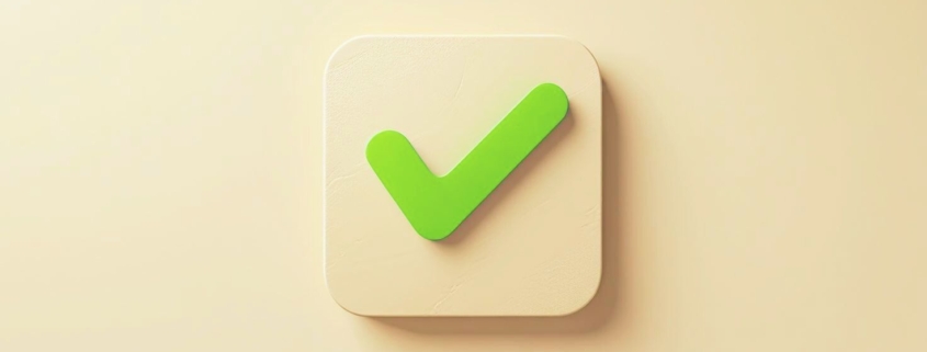 Raised checkbox on a plain background containing a bright green tick