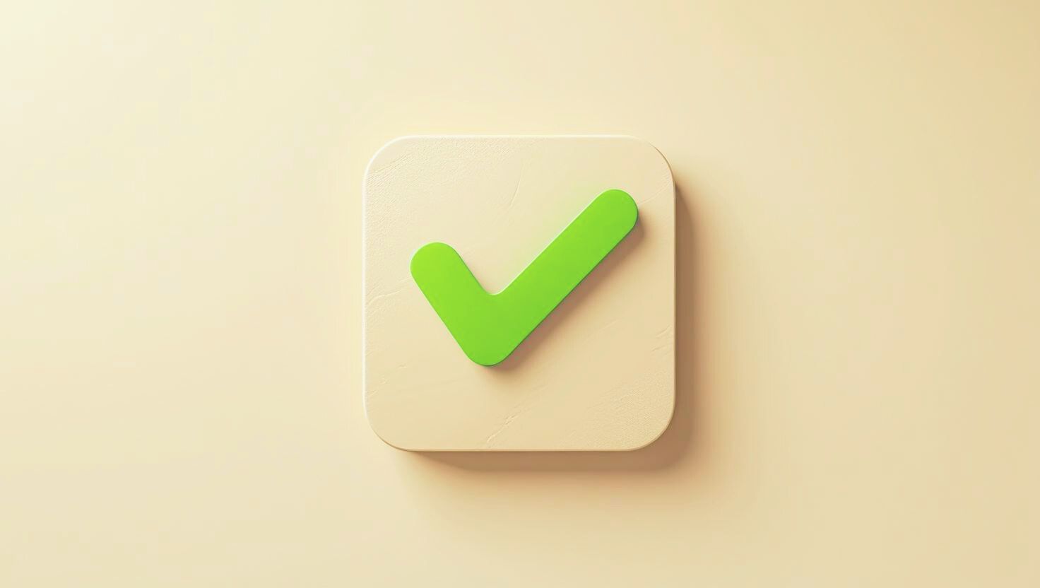 Raised checkbox on a plain background containing a bright green tick