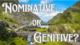 The words Nominative or Genitive with a picturesque Kerry background