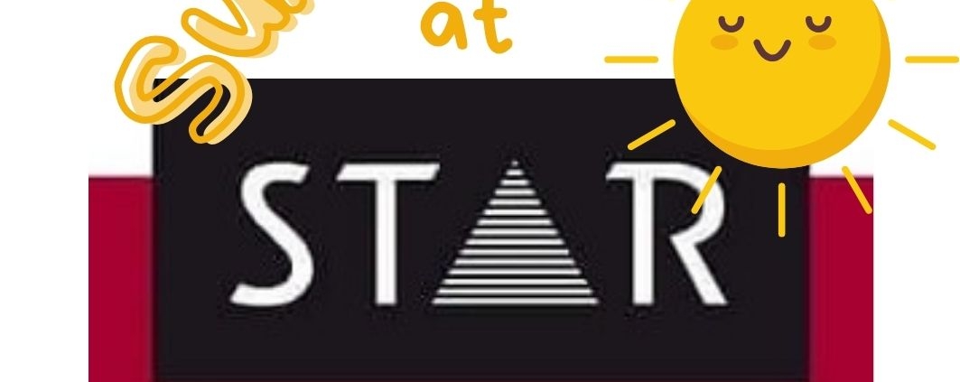 Logo with "summer at" and a smiley yellow sun