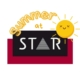 Logo with "summer at" and a smiley yellow sun
