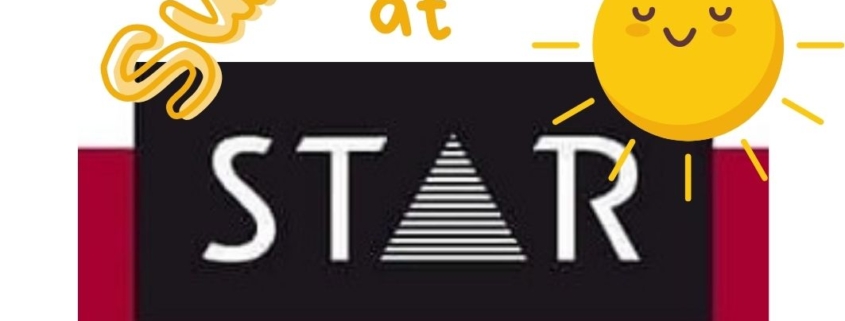 Logo with "summer at" and a smiley yellow sun