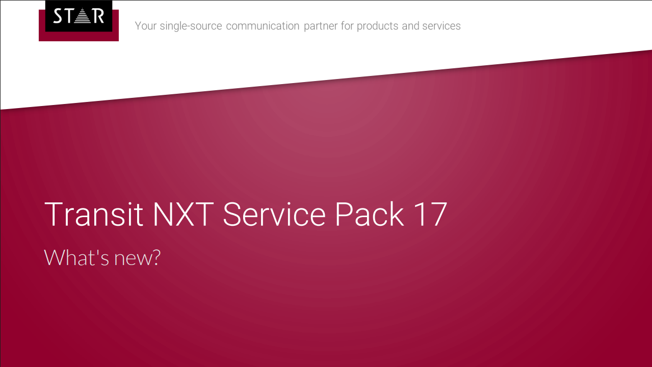STAR Transit NXT Service Pack SP17
