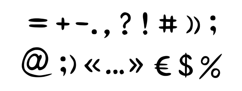 Punctuation marks in black