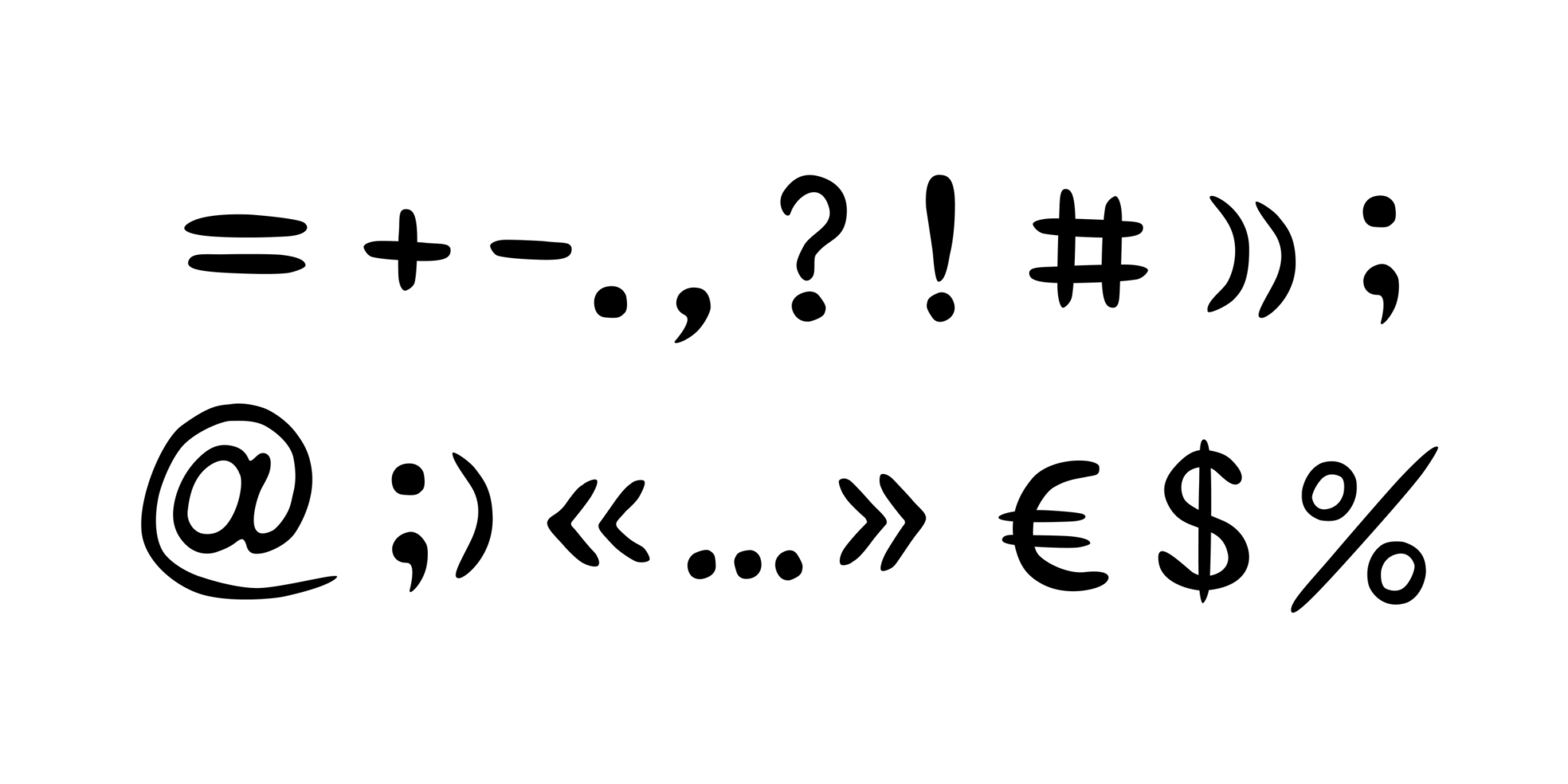 Punctuation marks in black